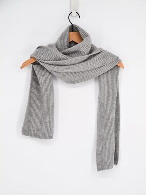 J Crew Ribbed Cashmere Scarf Light Gray Rectangle Knit Wrap
